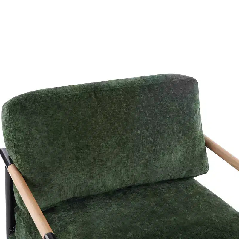 27.56 Modern Accent Chair, Plush Cushions Minimalist Metal Frame Wooden Armrest, Living Room Bedroom Office