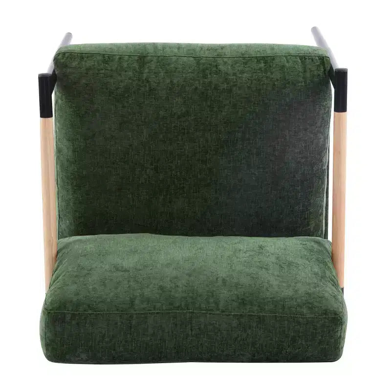 27.56 Modern Accent Chair, Plush Cushions Minimalist Metal Frame Wooden Armrest, Living Room Bedroom Office