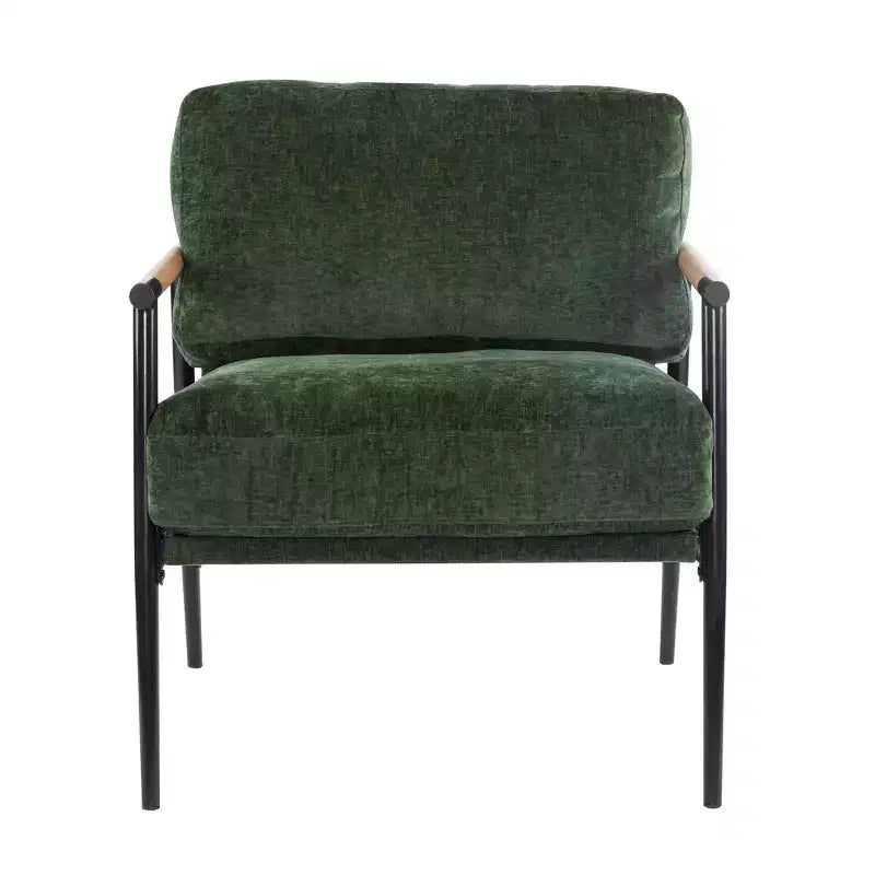 27.56 Modern Accent Chair, Plush Cushions Minimalist Metal Frame Wooden Armrest, Living Room Bedroom Office