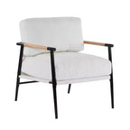 27.56 Modern Accent Chair, Plush Cushions Minimalist Metal Frame Wooden Armrest, Living Room Bedroom Office