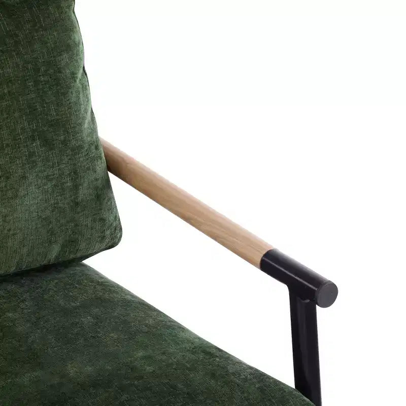 27.56 Modern Accent Chair, Plush Cushions Minimalist Metal Frame Wooden Armrest, Living Room Bedroom Office
