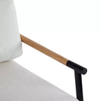 27.56 Modern Accent Chair, Plush Cushions Minimalist Metal Frame Wooden Armrest, Living Room Bedroom Office