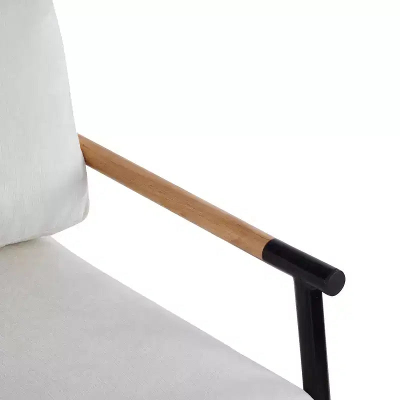 27.56 Modern Accent Chair, Plush Cushions Minimalist Metal Frame Wooden Armrest, Living Room Bedroom Office