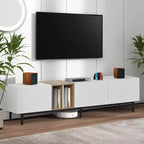 Moderner TV-Ständer für 80-Zoll-Fernseher mit 3 Türen, Entertainment-Center mit großem Aufbewahrungsschrank für Wohnzimmer und Schlafzimmer, weiß