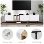 Moderner TV-Ständer für 80-Zoll-Fernseher mit 3 Türen, Entertainment-Center mit großem Aufbewahrungsschrank für Wohnzimmer und Schlafzimmer, weiß