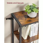6-Tier Corner Bookshelf, Convertible Metal Frame Shelf with Adjustable Feet, 463 lb Capacity for Living Room Office, Rustic Brown & Black
