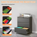 Lockable Lateral File Cabinet Heavy-Duty Metal for Home Office, Silent Full-Extension Slides, Anti-Tilt, Fits Letter/Legal/A4/F4