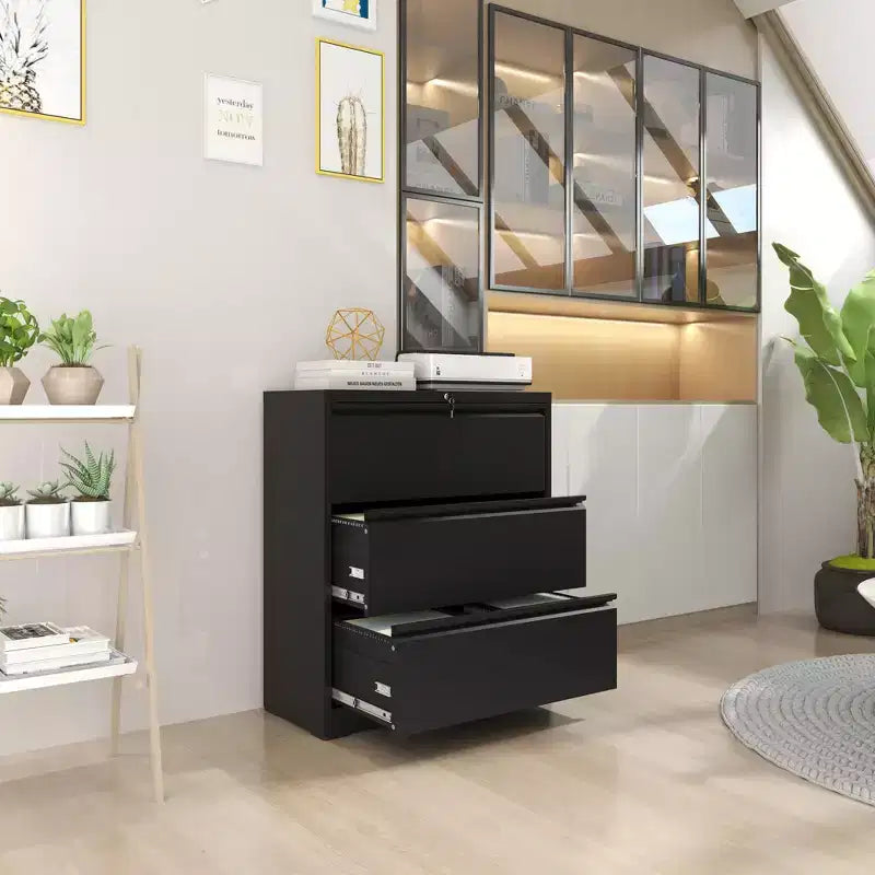 Lockable Lateral File Cabinet Heavy-Duty Metal for Home Office, Silent Full-Extension Slides, Anti-Tilt, Fits Letter/Legal/A4/F4
