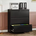 Lockable Lateral File Cabinet Heavy-Duty Metal for Home Office, Silent Full-Extension Slides, Anti-Tilt, Fits Letter/Legal/A4/F4