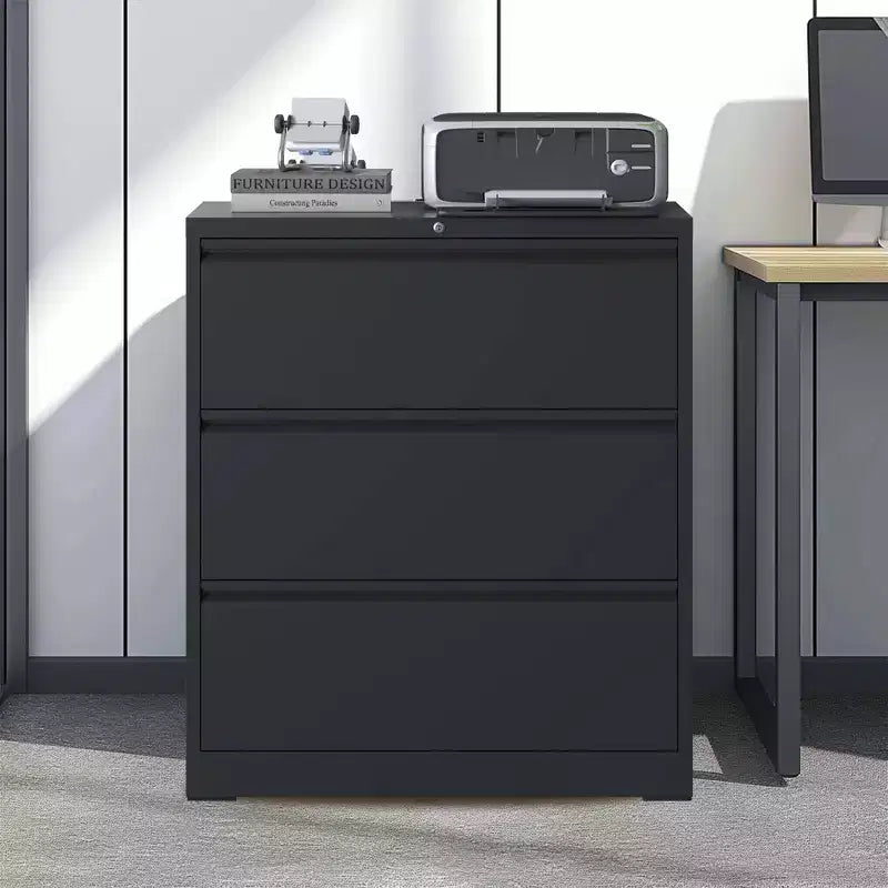 Lockable Lateral File Cabinet Heavy-Duty Metal for Home Office, Silent Full-Extension Slides, Anti-Tilt, Fits Letter/Legal/A4/F4