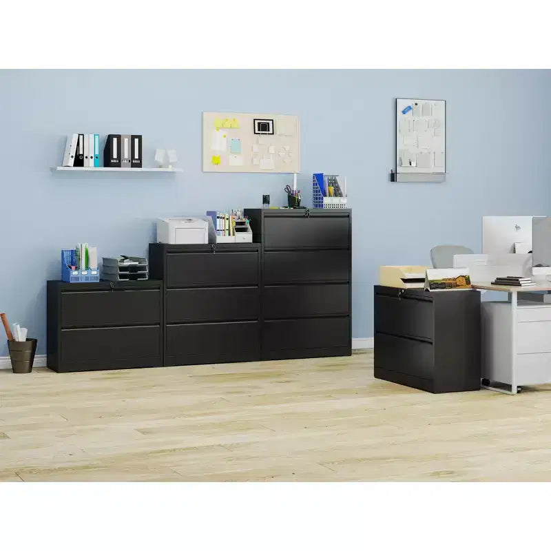 Lockable Lateral File Cabinet Heavy-Duty Metal for Home Office, Silent Full-Extension Slides, Anti-Tilt, Fits Letter/Legal/A4/F4