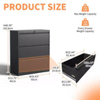Lockable Lateral File Cabinet Heavy-Duty Metal for Home Office, Silent Full-Extension Slides, Anti-Tilt, Fits Letter/Legal/A4/F4