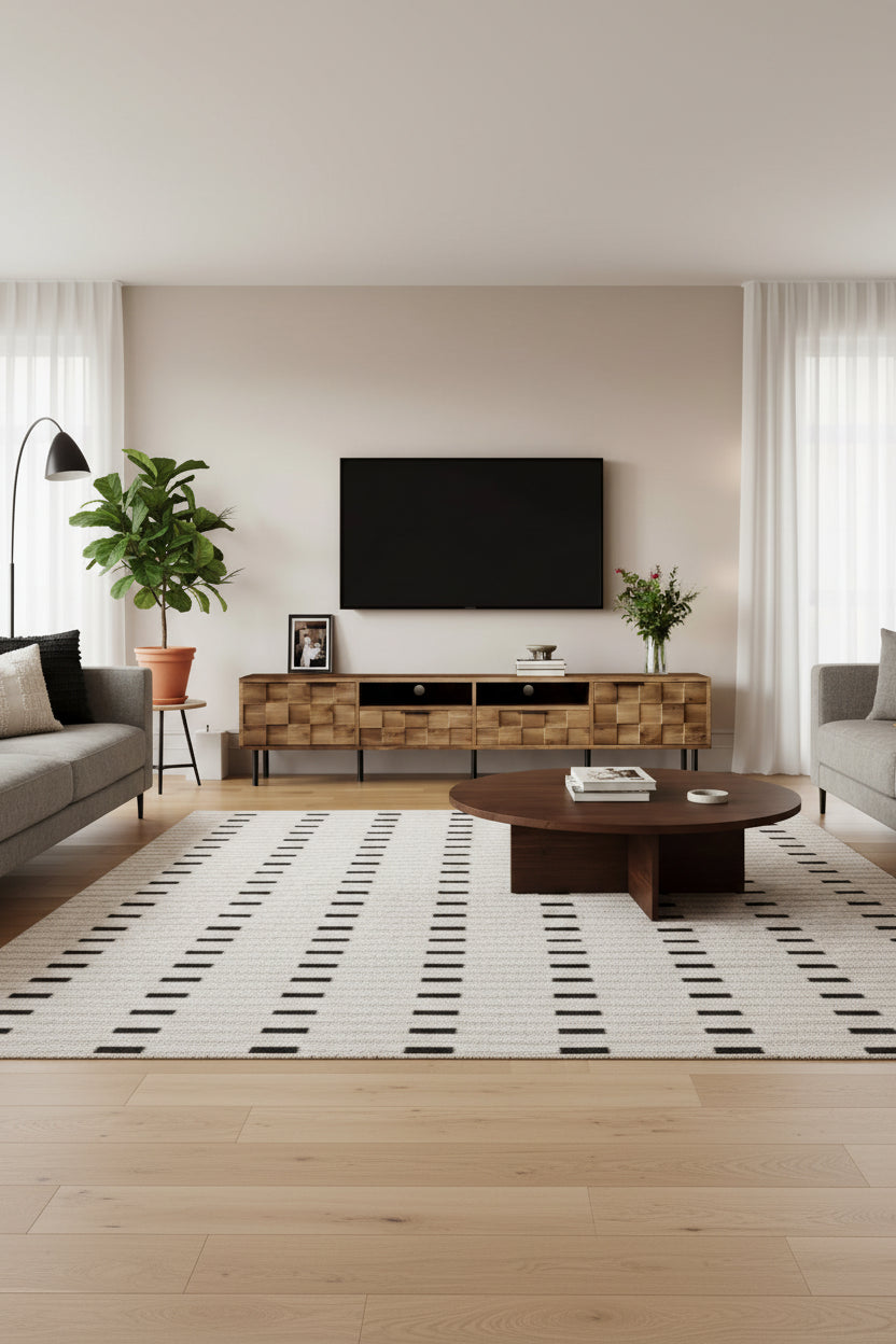Mid Century TV Stand with 2 Drawers, Media Console Table for TVs up to 85, Entertainment Center with STorage for Living Room