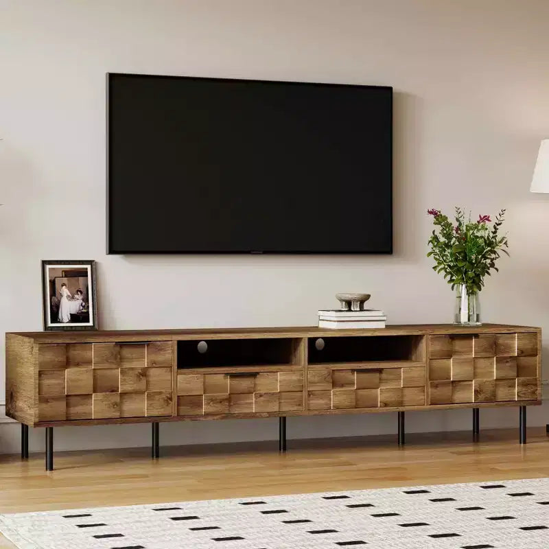 Mid Century TV Stand with 2 Drawers, Media Console Table for TVs up to 85, Entertainment Center with STorage for Living Room