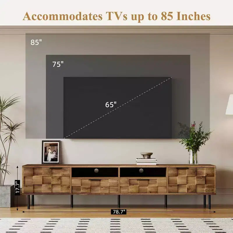 Mid Century TV Stand with 2 Drawers, Media Console Table for TVs up to 85, Entertainment Center with STorage for Living Room