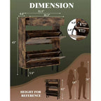 Slim 3-Drawer Shoe Storage Cabinet with Adjustable Shelves, Freestanding Wooden Storage Organizer for Entryway, Hallway, and Porch
