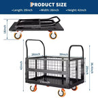 2000Lbs Platform Truck Cart with Cage,Heavy Duty Folding Hand Truck Cage Carts, Foldable Push Cart Dolly