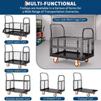 2000Lbs Platform Truck Cart with Cage,Heavy Duty Folding Hand Truck Cage Carts, Foldable Push Cart Dolly
