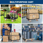 2000Lbs Platform Truck Cart with Cage,Heavy Duty Folding Hand Truck Cage Carts, Foldable Push Cart Dolly