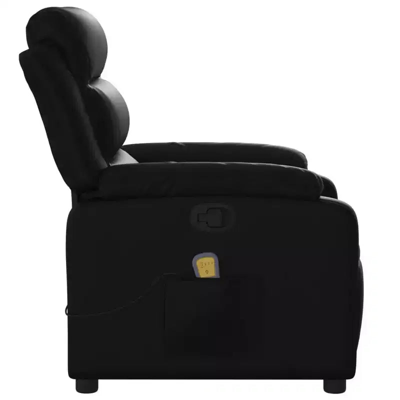 Massage Recliner Chair Adjustable Reclining Armchair Black Faux Leather Manual Push Back