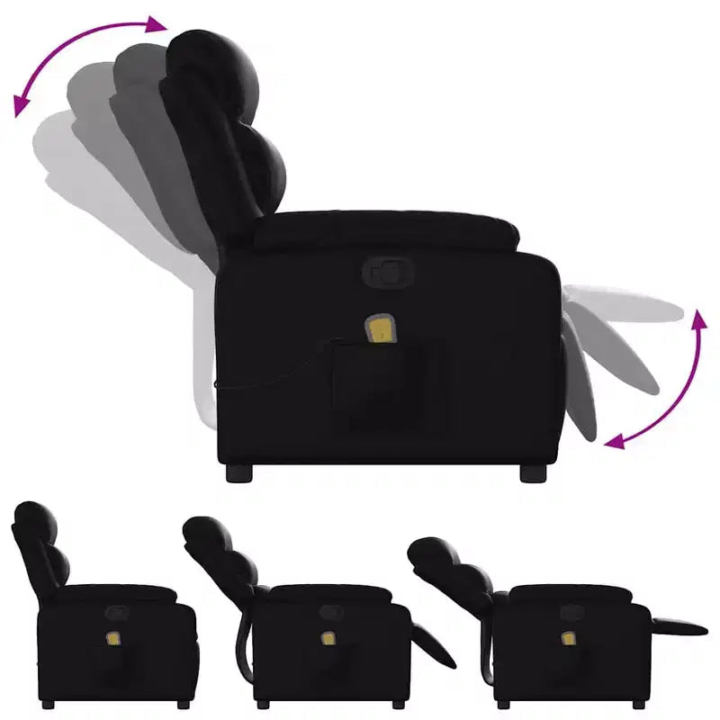 Massage Recliner Chair Adjustable Reclining Armchair Black Faux Leather Manual Push Back