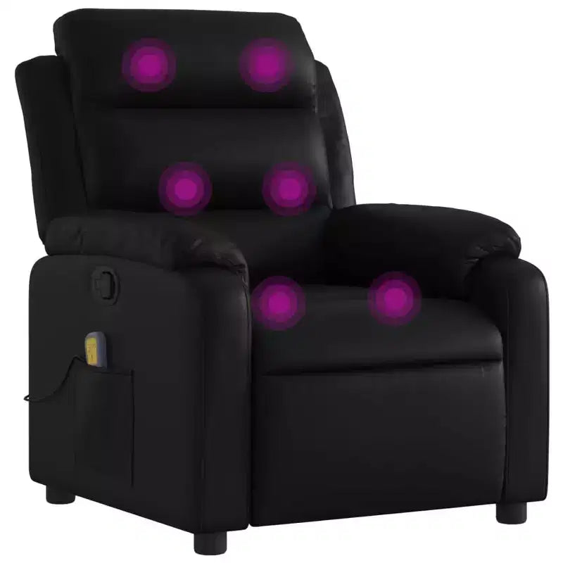 Massage Recliner Chair Adjustable Reclining Armchair Black Faux Leather Manual Push Back
