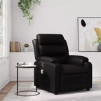 Massage Recliner Chair Adjustable Reclining Armchair Black Faux Leather Manual Push Back