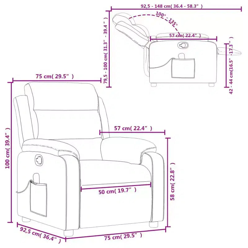 Massage Recliner Chair Adjustable Reclining Armchair Black Faux Leather Manual Push Back