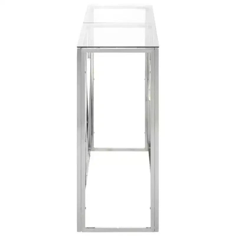 Console Table Hallway Living Room Stainless Steel and Tempered Glass