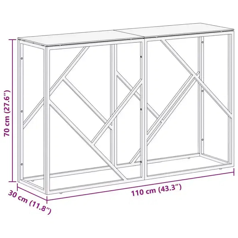 Console Table Hallway Living Room Stainless Steel and Tempered Glass