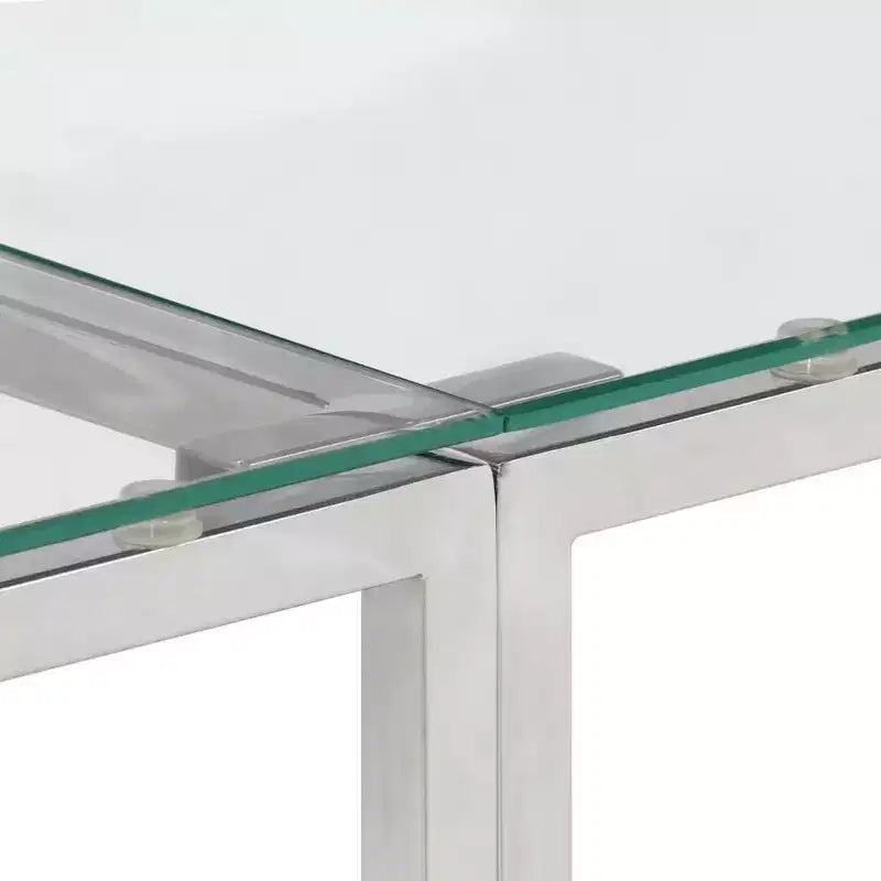 Console Table Hallway Living Room Stainless Steel and Tempered Glass