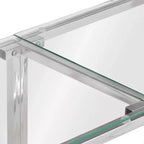 Console Table Hallway Living Room Stainless Steel and Tempered Glass