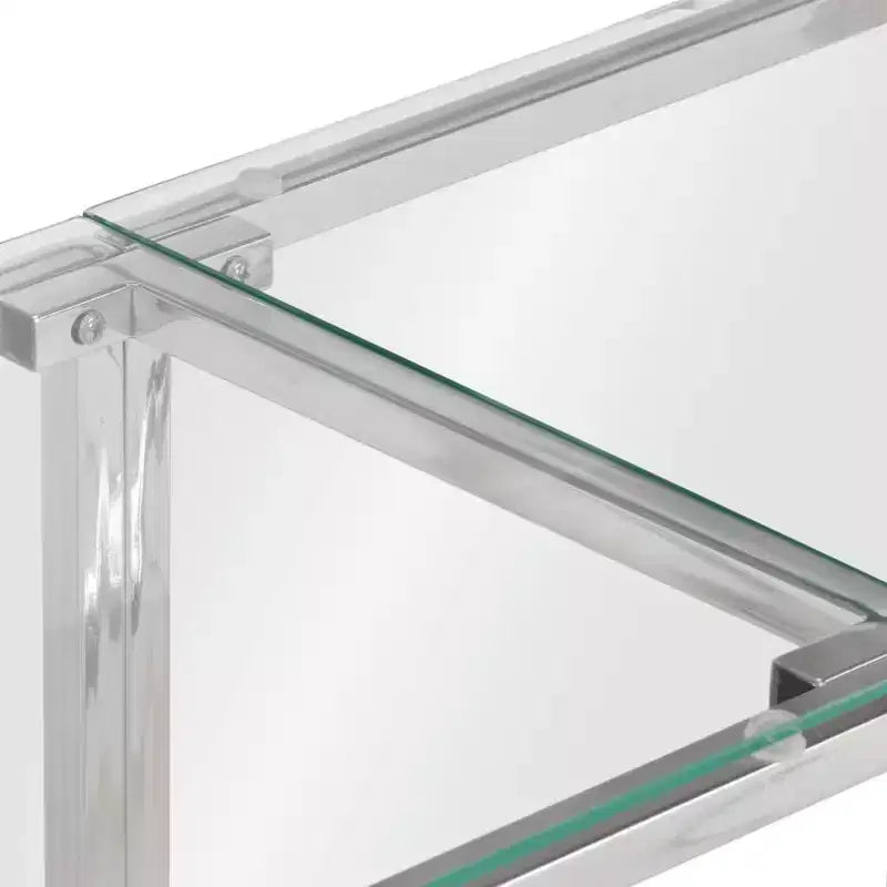Console Table Hallway Living Room Stainless Steel and Tempered Glass