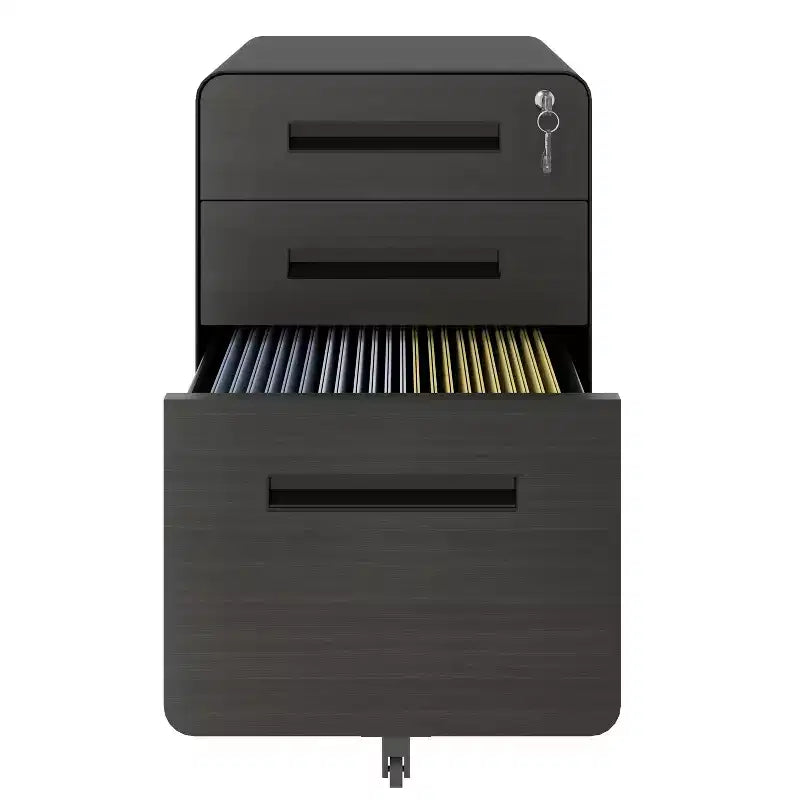 Mobile File Cabinet with Lock All-Steel Fully Assembled, Anti-Tip Design & Locking Casters, Fits A4/Letter, for Home/Office (Black)