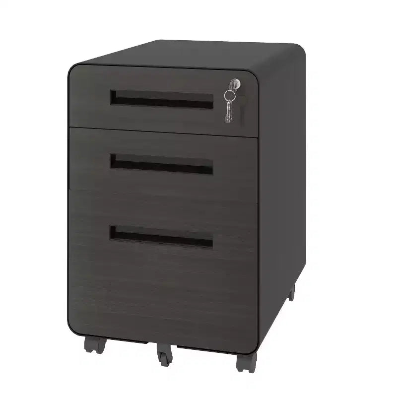 Mobile File Cabinet with Lock All-Steel Fully Assembled, Anti-Tip Design & Locking Casters, Fits A4/Letter, for Home/Office (Black)