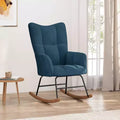 Rocking Chair Accent Side Chair Padded Seat for Living Room Velvet Blue Without footrest