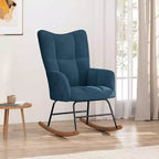Rocking Chair Accent Side Chair Padded Seat for Living Room Velvet Blue Without footrest