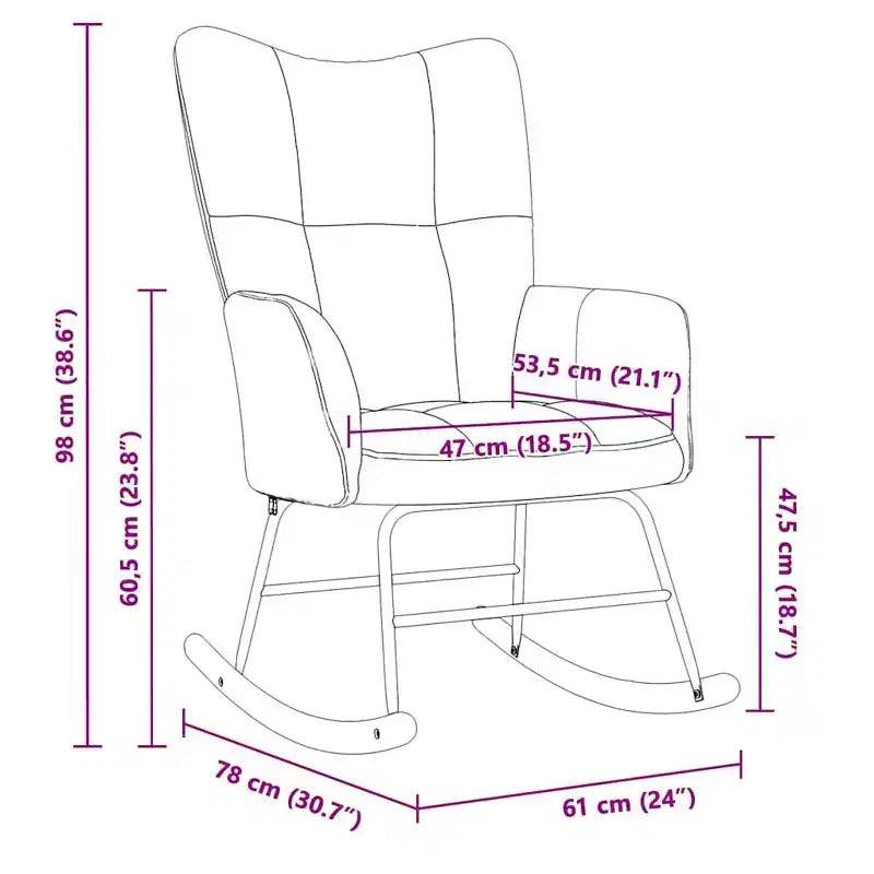 Rocking Chair Accent Side Chair Padded Seat for Living Room Velvet Blue Without footrest