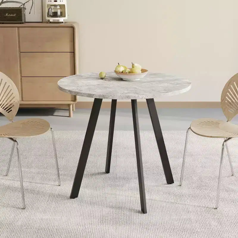 33.5 inches Modern Minimalist Circular Coffee Table, Gray Cement Texture for Living Room