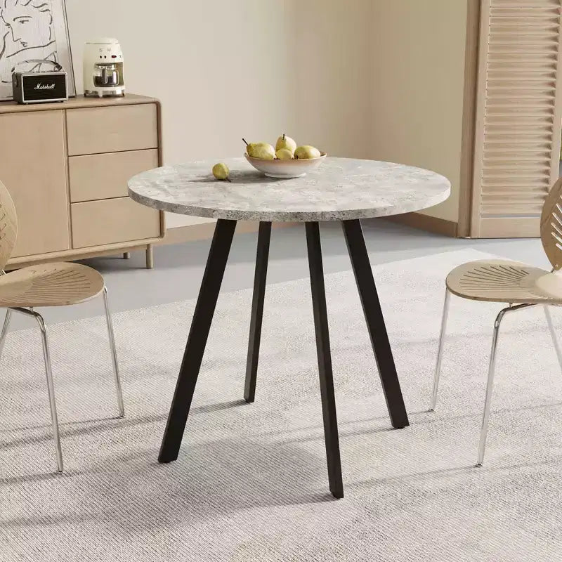33.5 inches Modern Minimalist Circular Coffee Table, Gray Cement Texture for Living Room