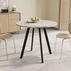 33.5 inches Modern Minimalist Circular Coffee Table, Gray Cement Texture for Living Room