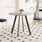 33.5 inches Modern Minimalist Circular Coffee Table, Gray Cement Texture for Living Room