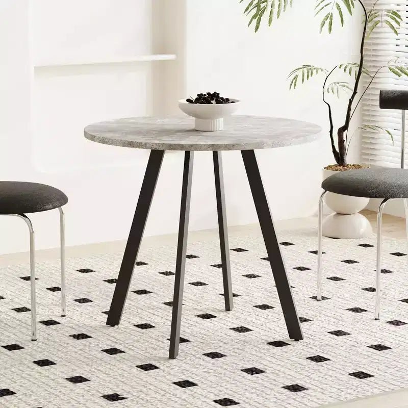 33.5 inches Modern Minimalist Circular Coffee Table, Gray Cement Texture for Living Room