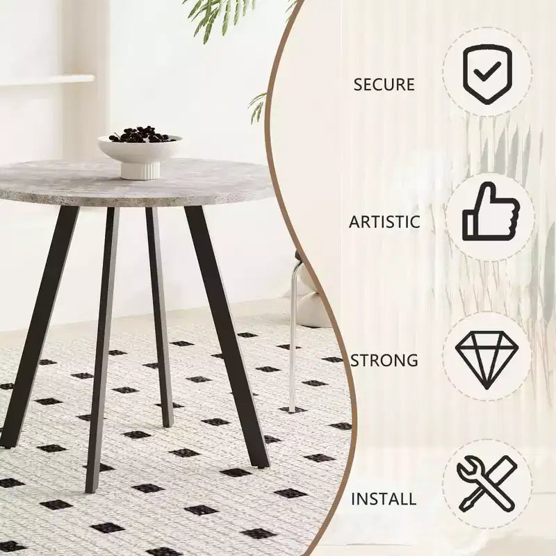 33.5 inches Modern Minimalist Circular Coffee Table, Gray Cement Texture for Living Room