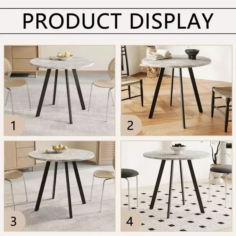 33.5 inches Modern Minimalist Circular Coffee Table, Gray Cement Texture for Living Room
