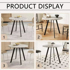 33.5 inches Modern Minimalist Circular Coffee Table, Gray Cement Texture for Living Room