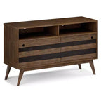 TV Stand for TVs up to 60" Rustic Natural Aged Brown -: Acacia Wood, Cable Management, Adjustable Shelves