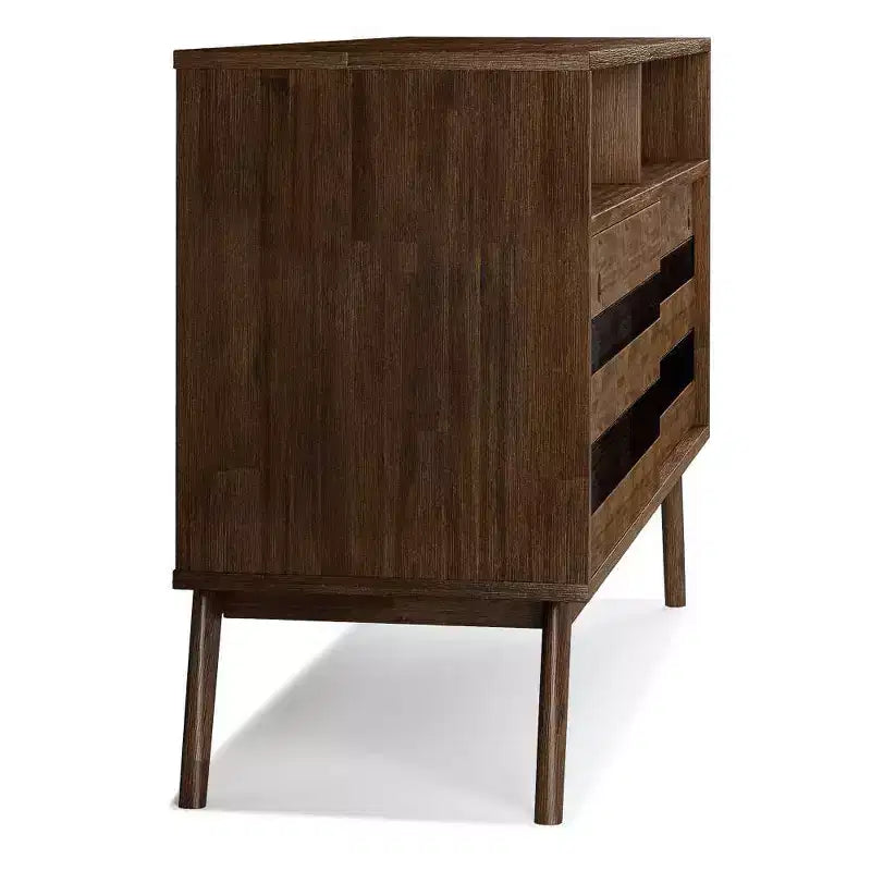 TV Stand for TVs up to 60" Rustic Natural Aged Brown -: Acacia Wood, Cable Management, Adjustable Shelves