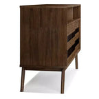 TV Stand for TVs up to 60" Rustic Natural Aged Brown -: Acacia Wood, Cable Management, Adjustable Shelves