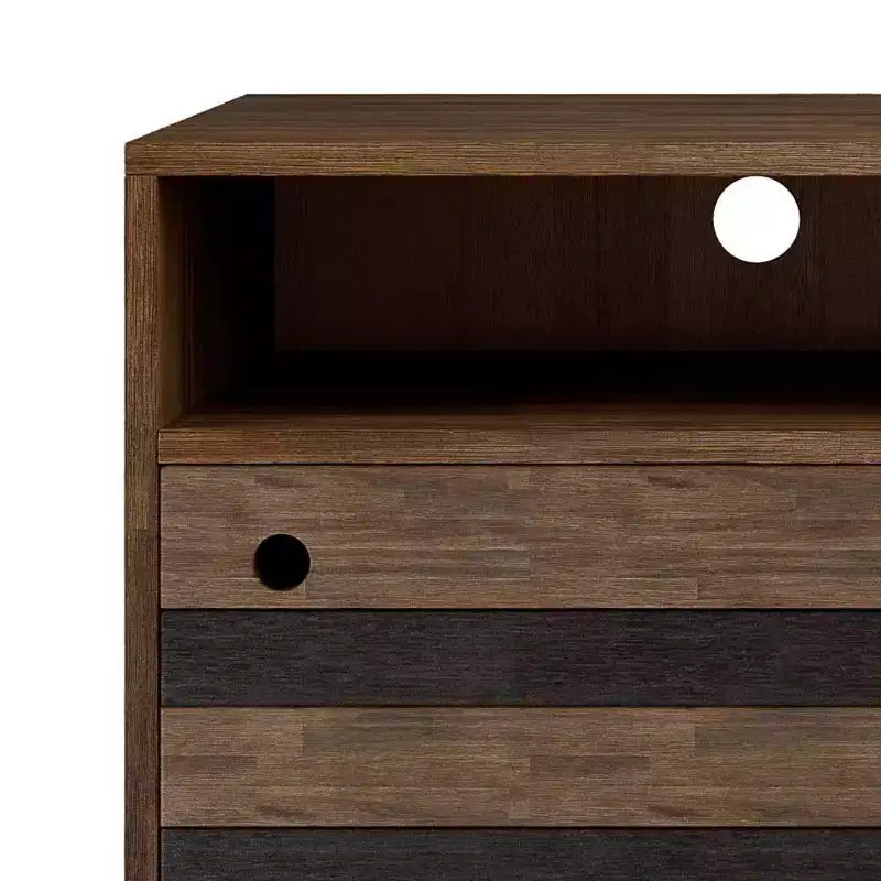 TV Stand for TVs up to 60" Rustic Natural Aged Brown -: Acacia Wood, Cable Management, Adjustable Shelves